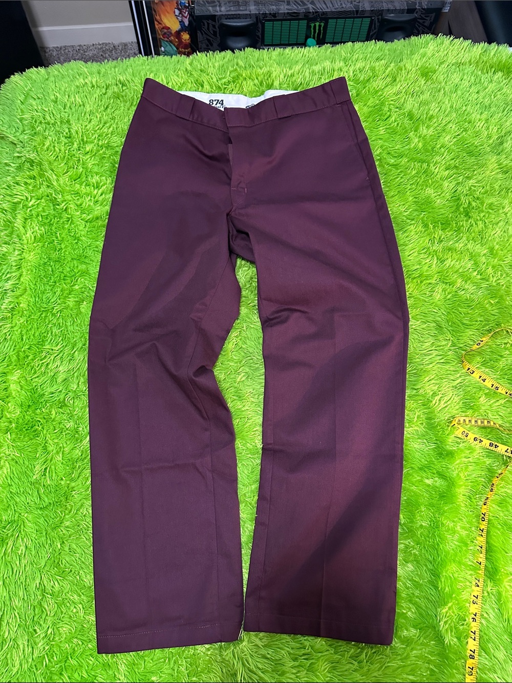 Men's Dickies 874 38x32 Straight Fit Pants in Deep Burgundy